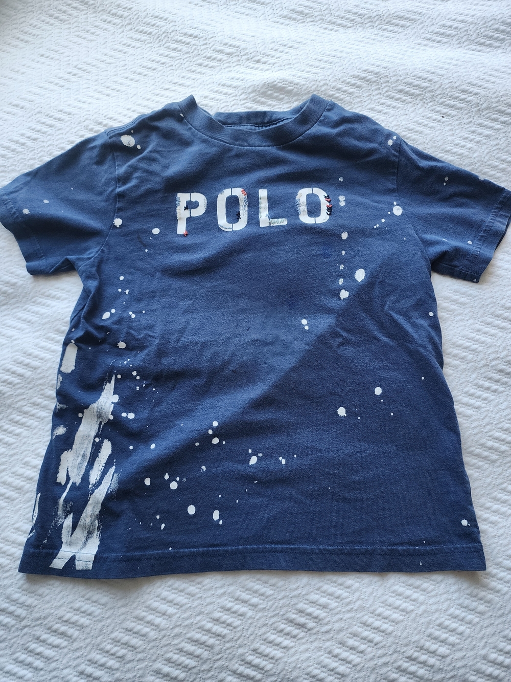 Polo by Ralph Lauren Navy Short Sleeve Tee with White Splash Boys Sz 5